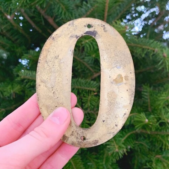 Vintage Brass Number Zero, Outdoor Home Number Plate - Picture 5 of 6